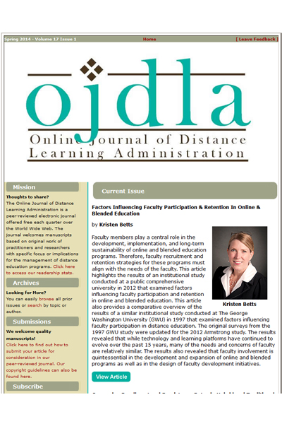  Online Journal of Distance Learning Administration